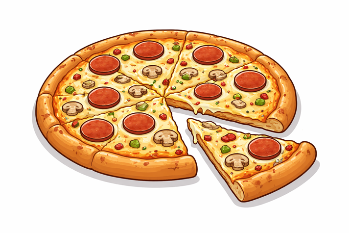 Freshly baked pepperoni pizza with slice removed