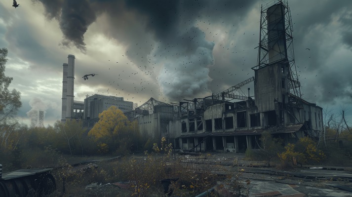 a apocalypticChernobyl nuclear power plant after the catastrophe in 1986