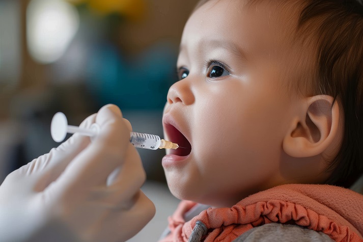 oral polio virus vaccine Administering oral polio virus vaccine to toddlers