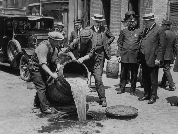 Prohibition-era liquor dump on city street