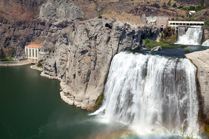 Snake River Canyon power plant Shoshone Falls, Snake River Canyon, with Hydroelectric power hou