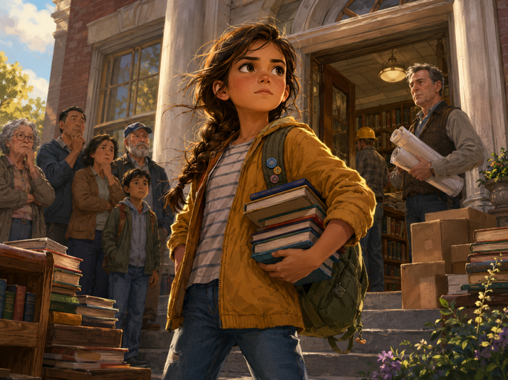 Standing strong outside the library