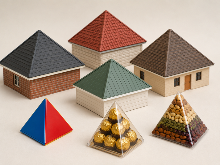 Pyramids and models on display