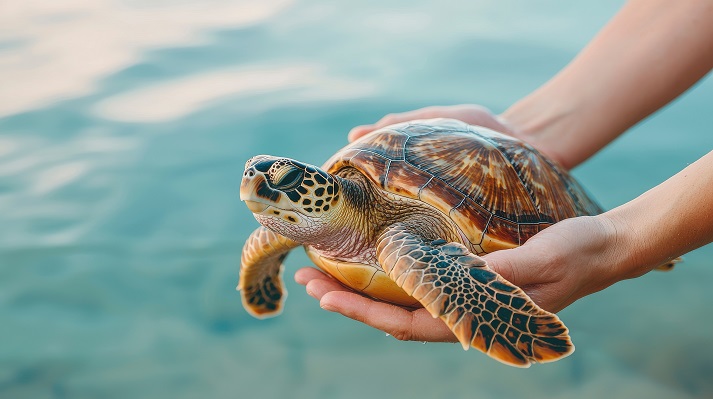 Helping an Injured Sea Turtle Back into Its Natural Habitat