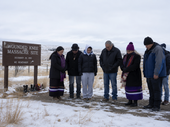 Wounded Knee memorial gathering in winter