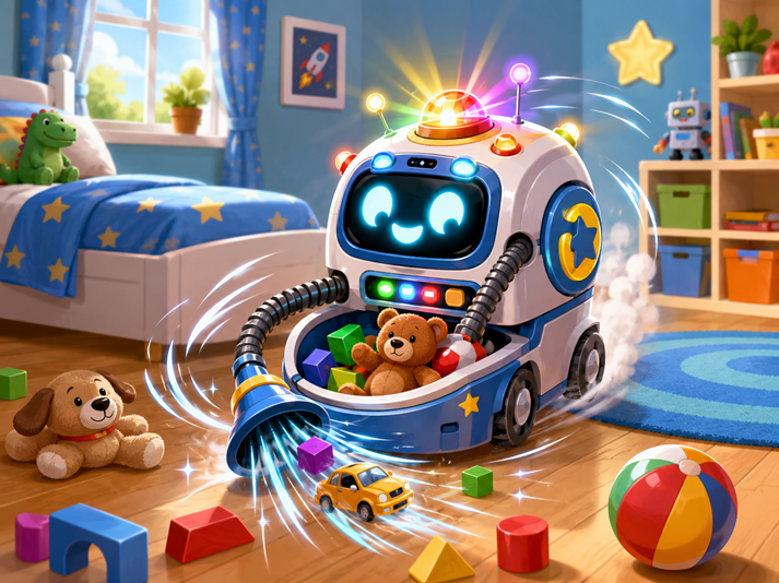 Robot vacuum's toy-cleaning adventure