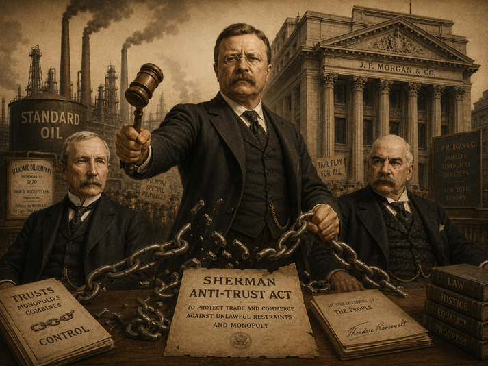Trust-busting: Roosevelt stands against monopolies