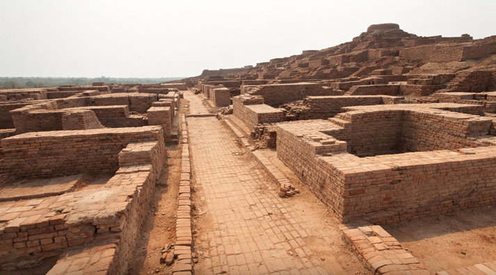 Ruins of Mohenjo-daro show how carefully the city was planned, with straight streets and brick buildings arranged in a grid.