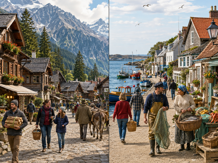 Mountain cottage meets seaside harbor