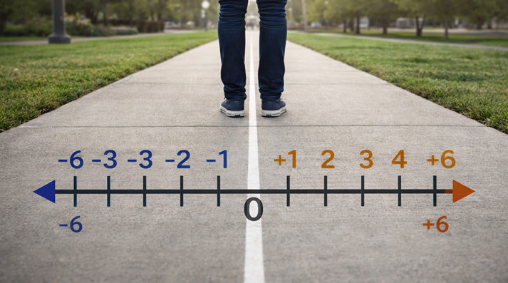 number line on a sidewalk