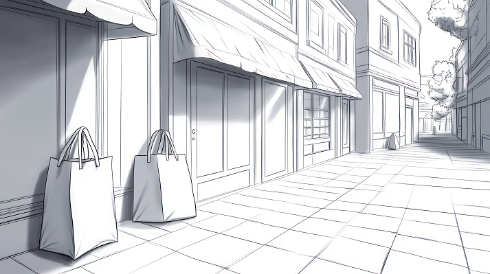 Sketchy city street scene