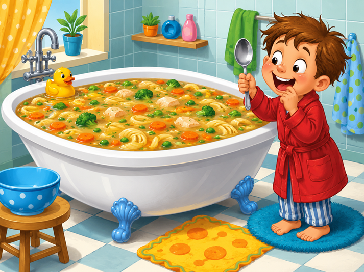 Bathtub soup party for one