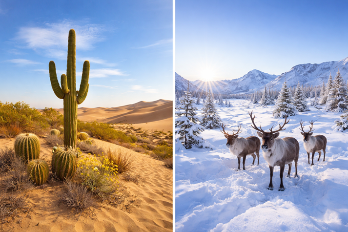 Contrasting worlds: desert and tundra