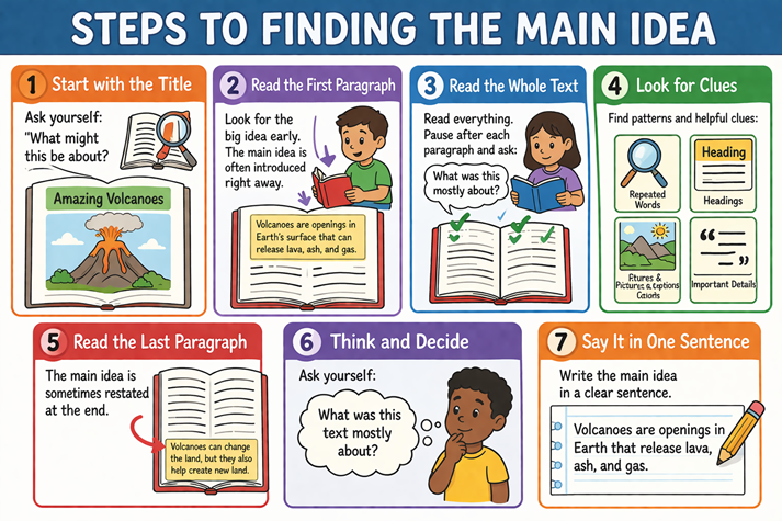 Steps for finding the main idea