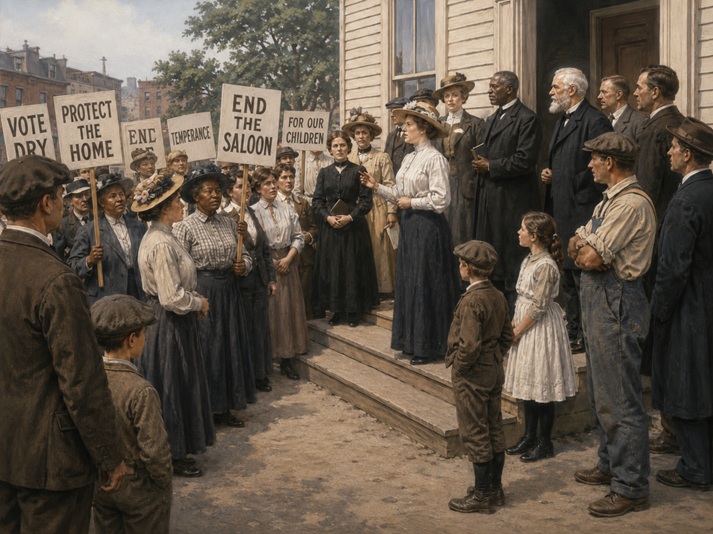 Temperance rally on a city street