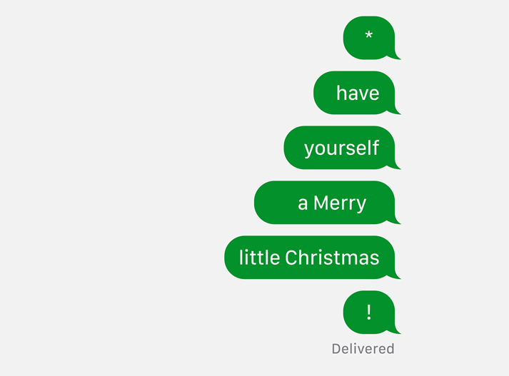 Text messaging concept. Messages in a form of Christmas tree