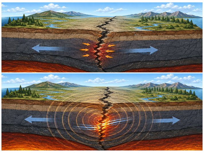 Earth's crust and transform fault diagram