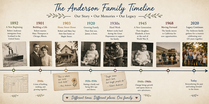 The Anderson family timeline of memories