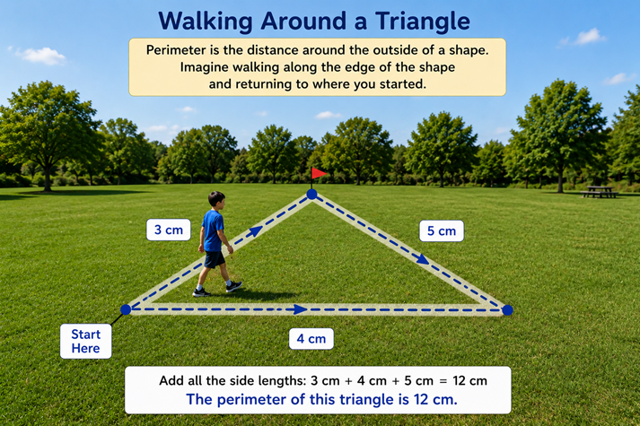 Walking around a triangle in the park