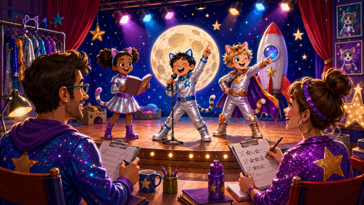 Space-cat audition magic on stage