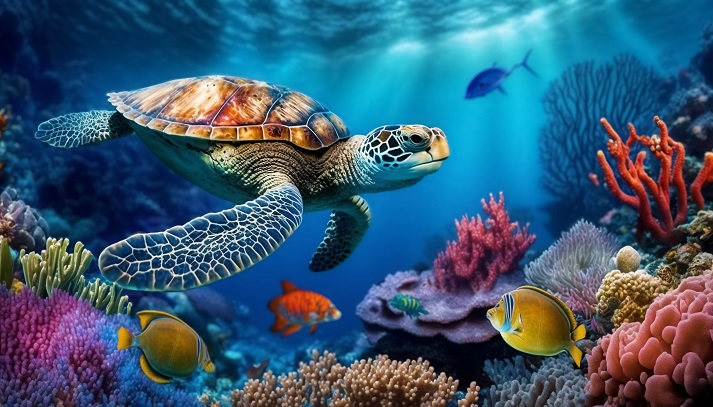 sea turtle swimming