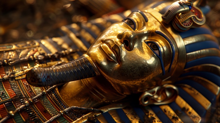 Tutankhamun s golden sarcophagus Stunning close up of pharaoh tutankhamun s golden sarcophagus with ornate hieroglyphics
