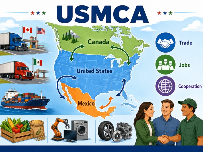 USMCA trade and cooperation infographic