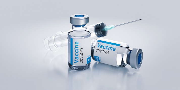 Ampoules vaccine Ampoules vaccine from coronavirus with syringe 3d render illustration on white