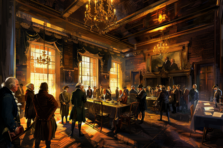Vintage Illustration of Founding Fathers