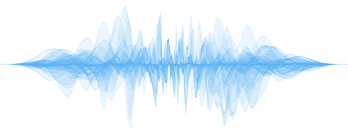 Abstract blue wireframe sound waves
