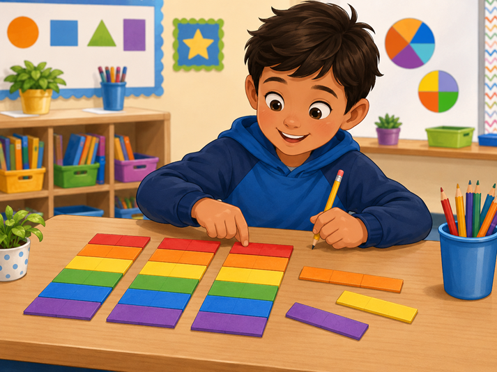 Hands-on learning in a colorful classroom