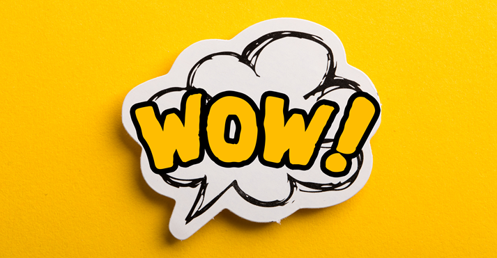 WOW Speech Bubble Isolated On Yellow Background