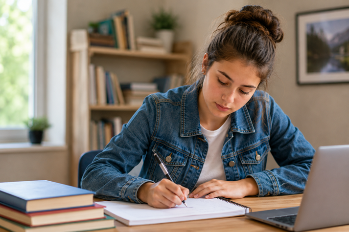 Quiet study session with natural light