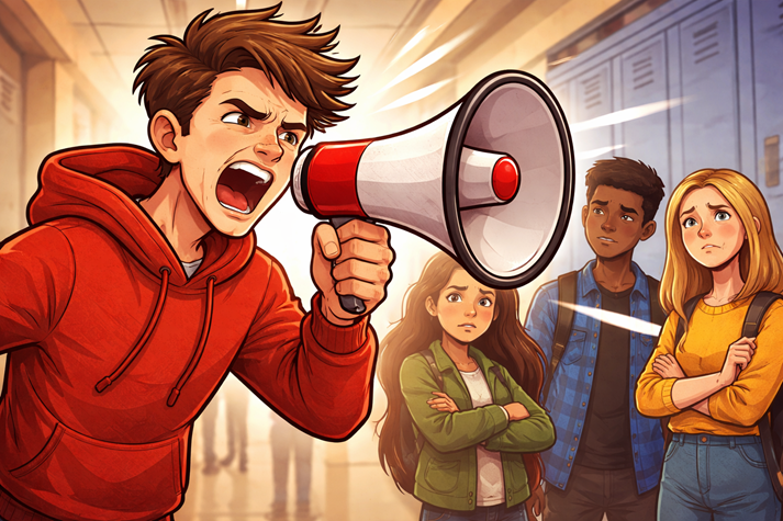 Shouting through the hallway megaphone